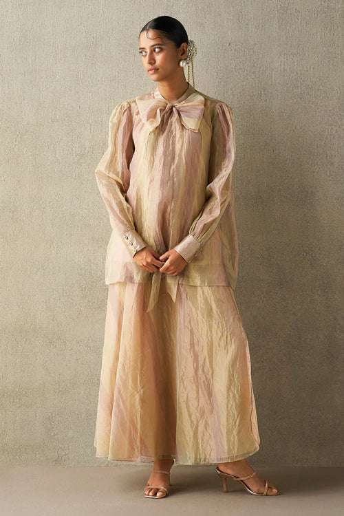 Sanyogita Pachranga Tissue Skirt Set