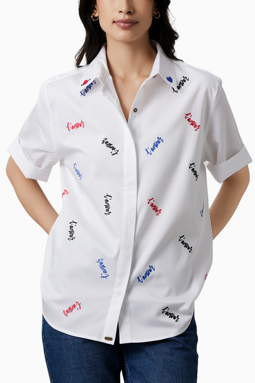 White L'amour Embroidered Shirt