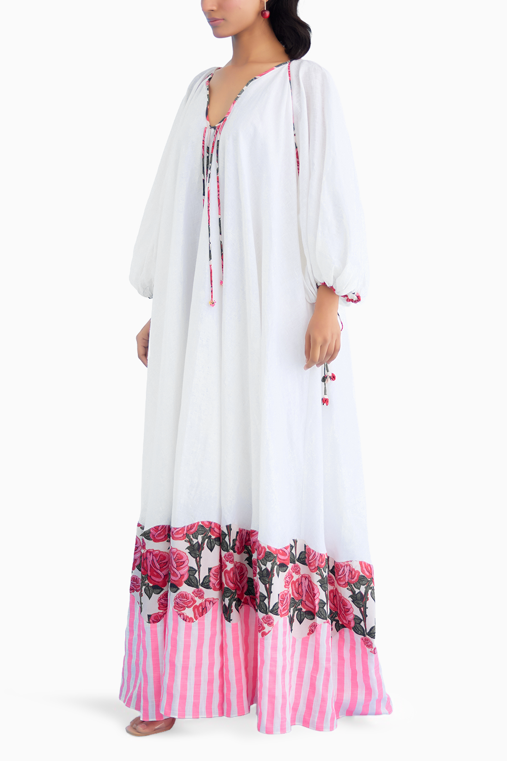 Whitebubble Sleeves Maxi Dress