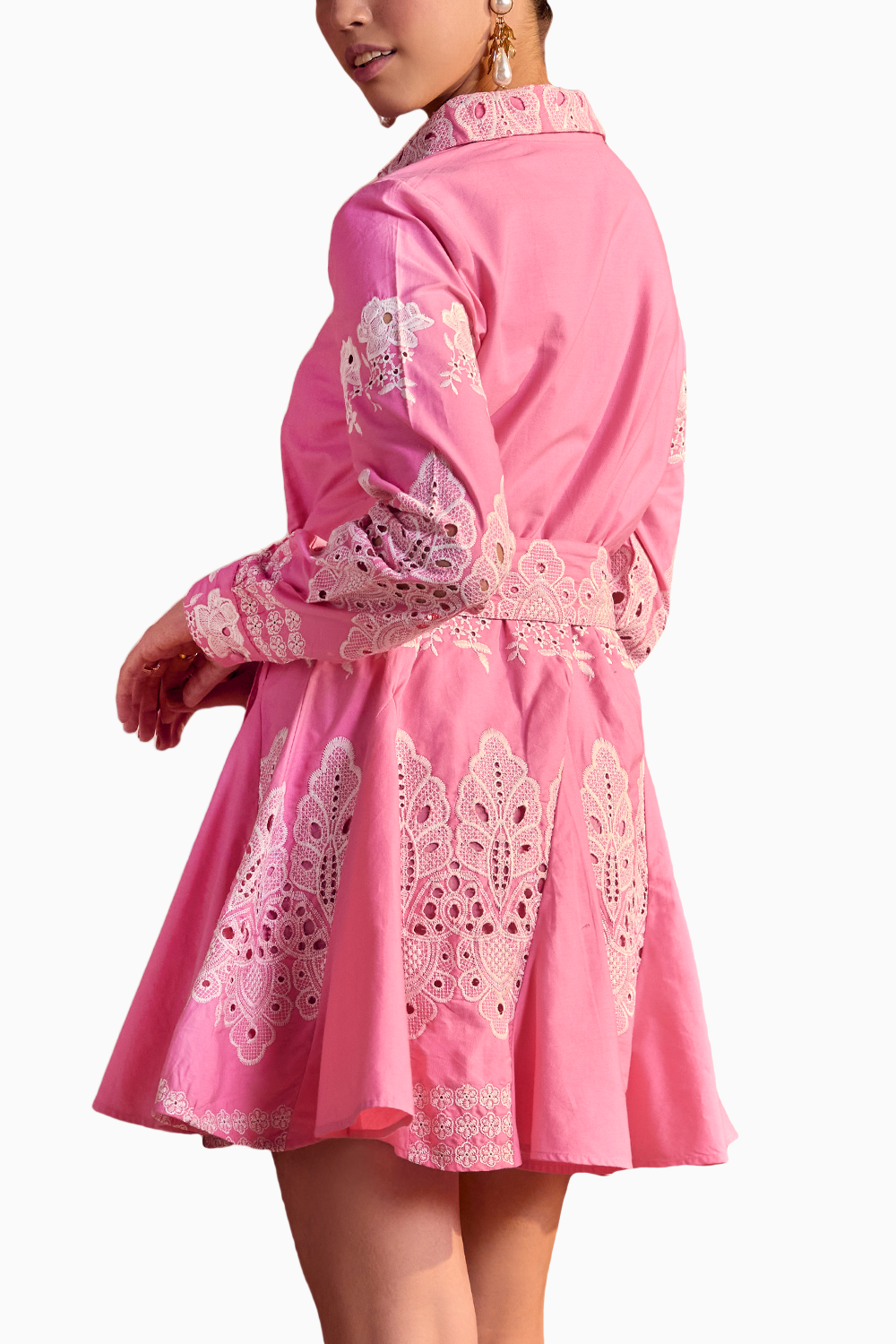 Pink Cosmos Broderie Anglaise Shirt Dress