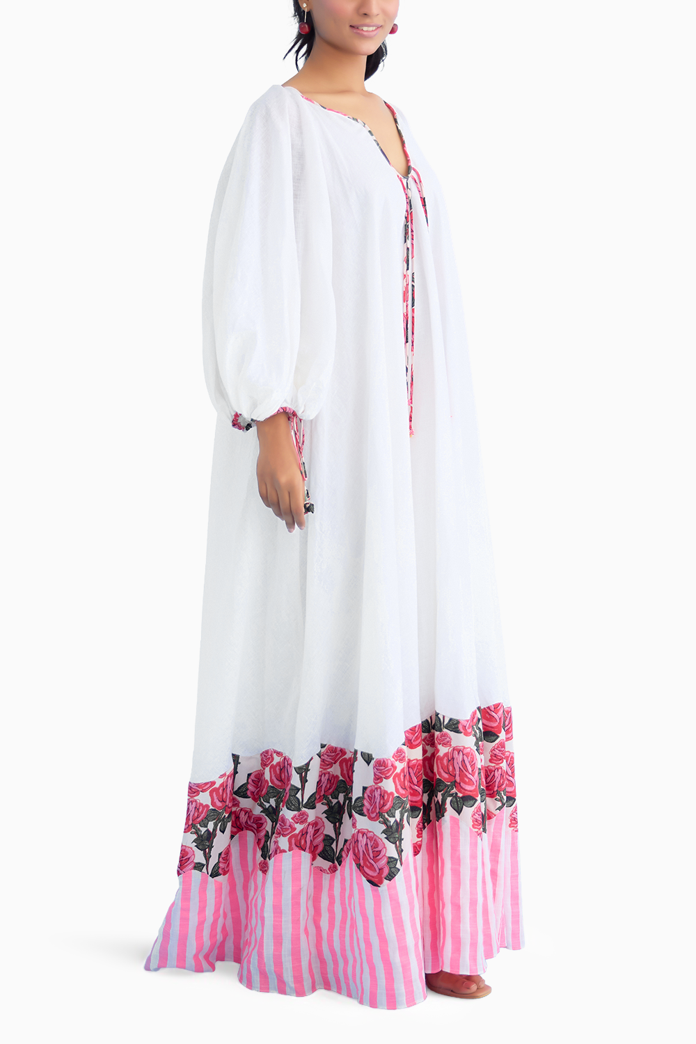 Whitebubble Sleeves Maxi Dress