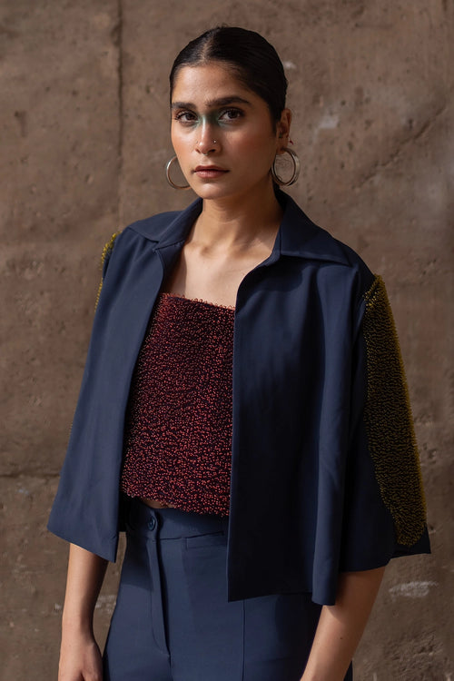 Winged Crystal Blue Top with Bottom and Jacket
