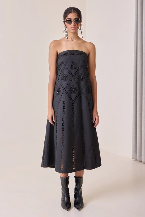 Noir Art-Cut Tube Dress