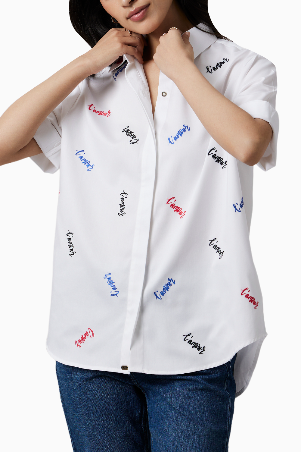 White L'amour Embroidered Shirt