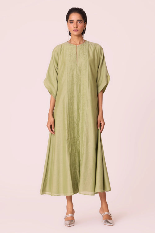 Volya Green Embroidered Dress