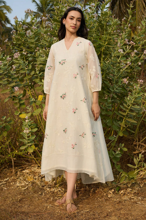Ivory Thread Embroidered Dress