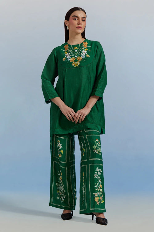 Green Bouquet Top and Pant Set