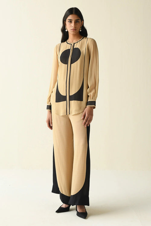 Beige And Black Printed Co-ord Set