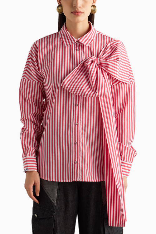 Red Stripe Bow Shirt