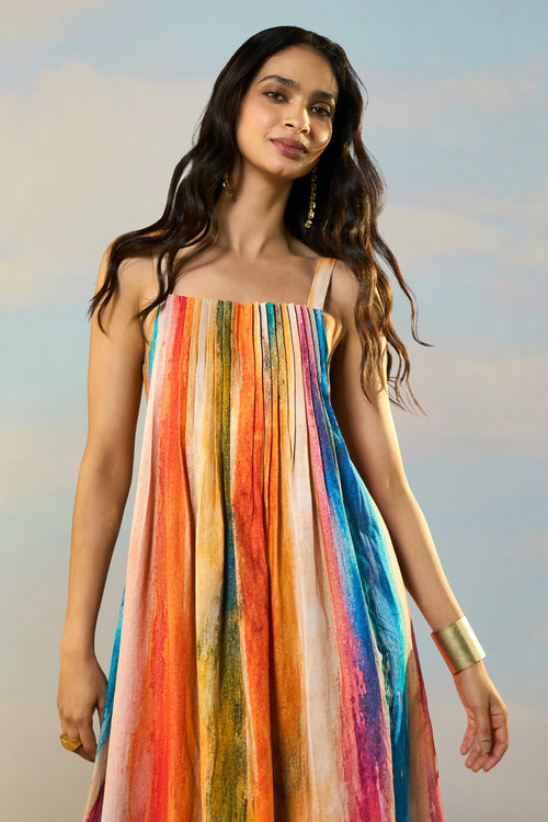 Linen Abstract Watercolour Maxi