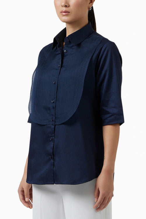 Organza Bib Navy Shirt