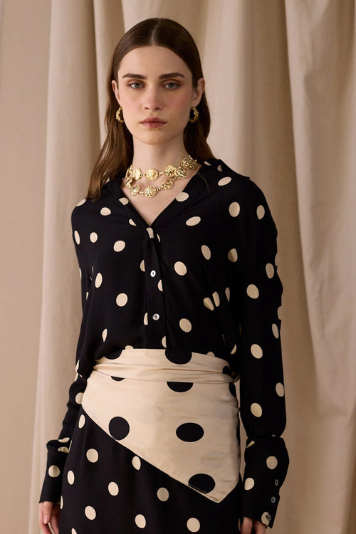 Cream Polka Print Scarf