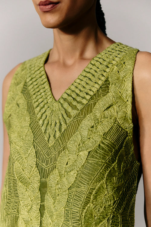 Textured Knit Organza Top