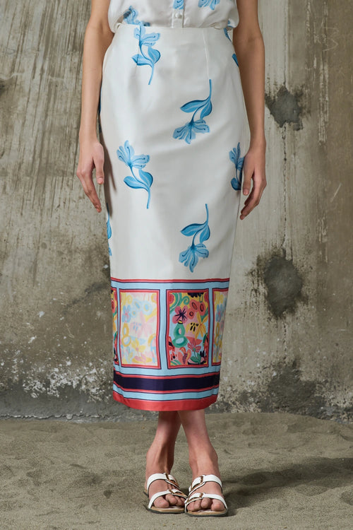 Blooming Edge Straight Midi Skirt