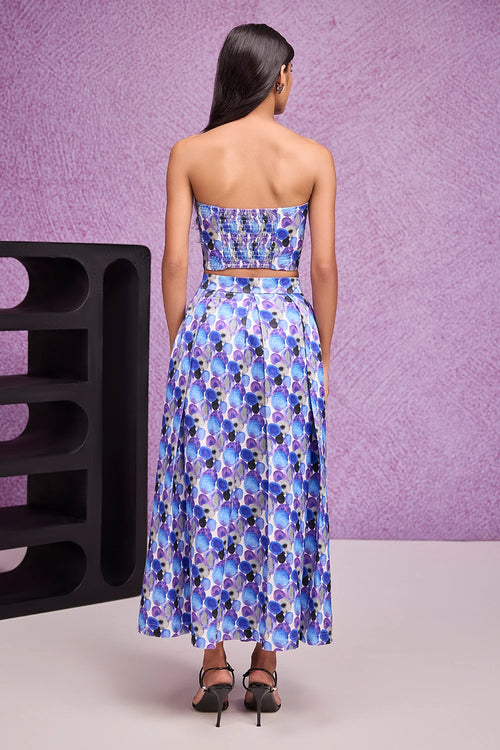 Blue Aquarelle Print Bustier