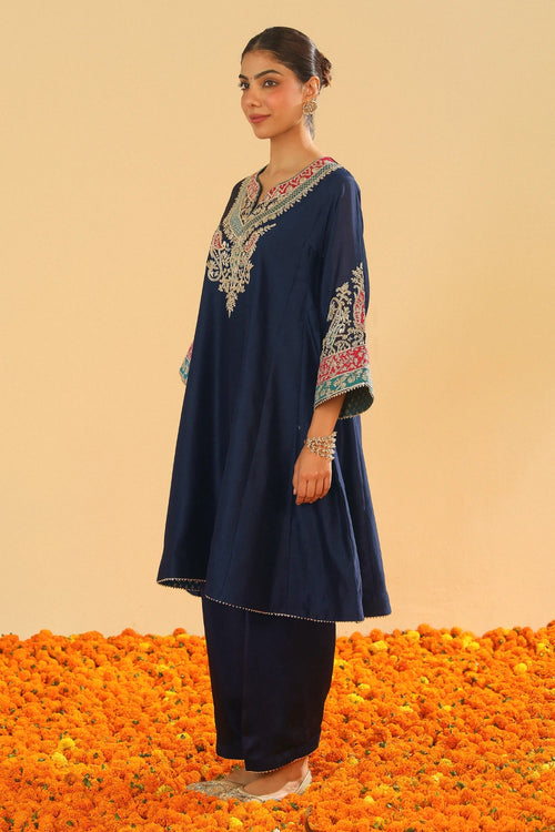 Mehrish Dark Blue Chauga with Salwar