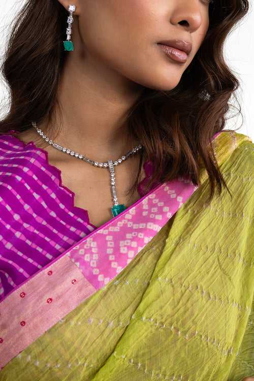 Green Bandhani Chanderi Saree