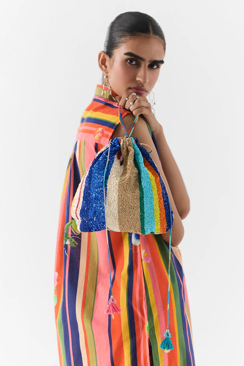 Blue Barcode Potli Bag