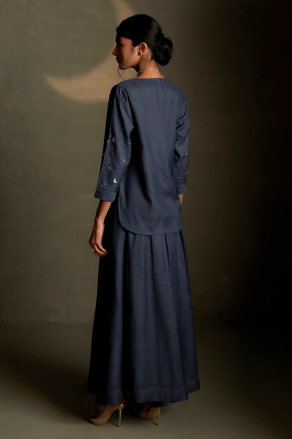 Blue Dusk Chaand Kurti Skirt Set