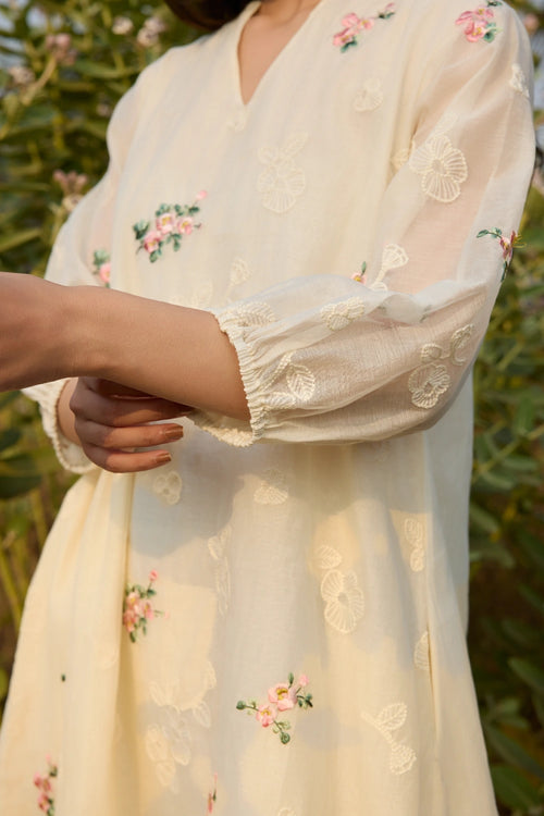 Ivory Thread Embroidered Dress