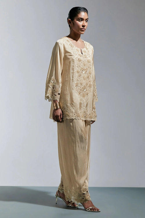 Floral Embroidered Silk Shell Salwar Set