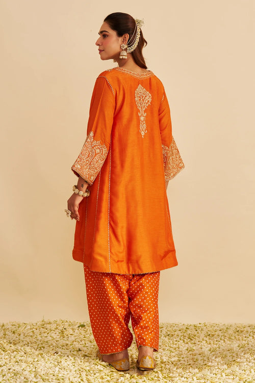 Niyah Orange Short Chauga with Salwar