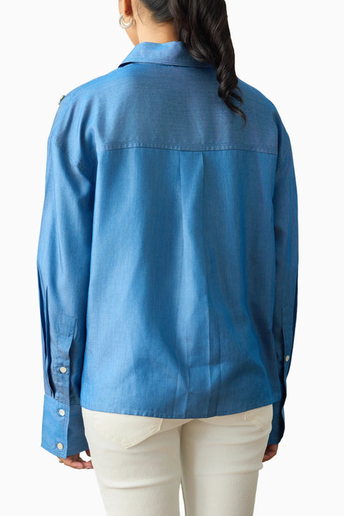 Luxe Embellished Denim Shirt