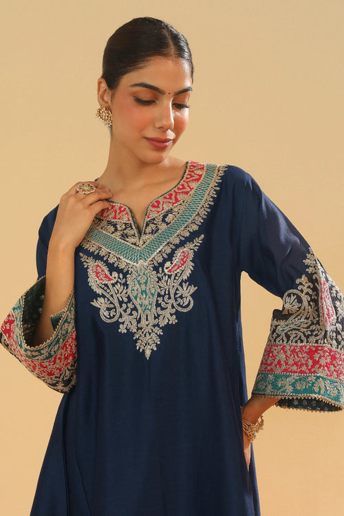 Mehrish Dark Blue Chauga with Salwar