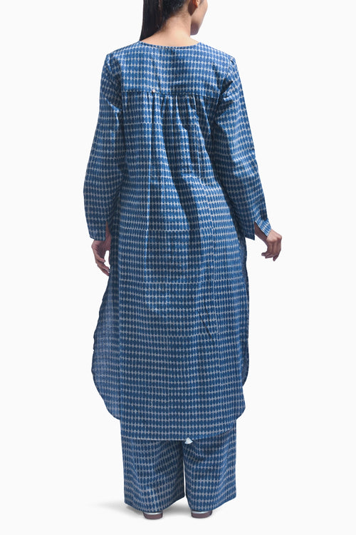 Indigo Block Printed Kurta Set