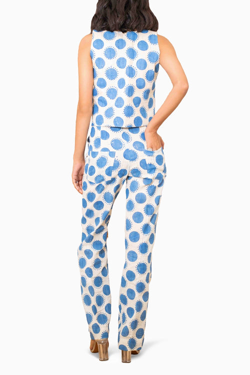Pisa Blue Polka Waist Coat With Pants