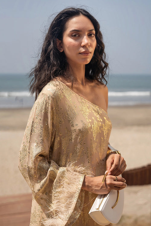 Gold One Shoulder Kaftan