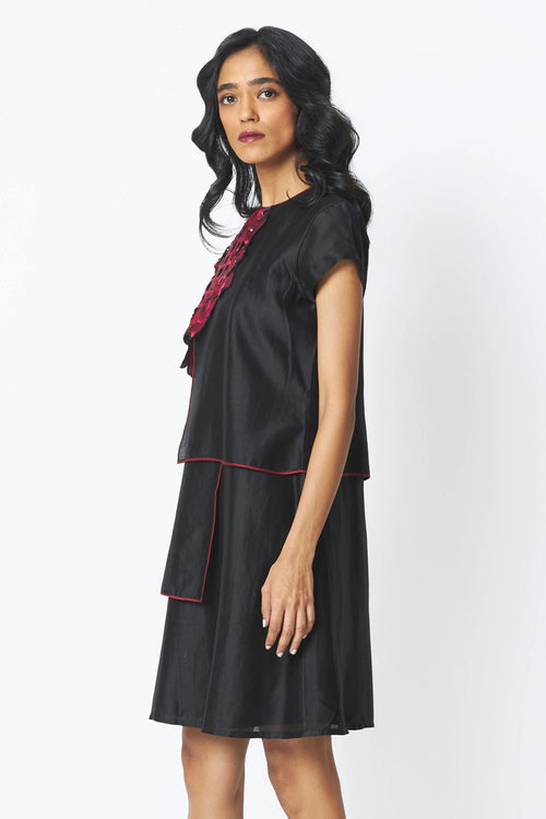 Monica Shoulder Bib Ladder Dress