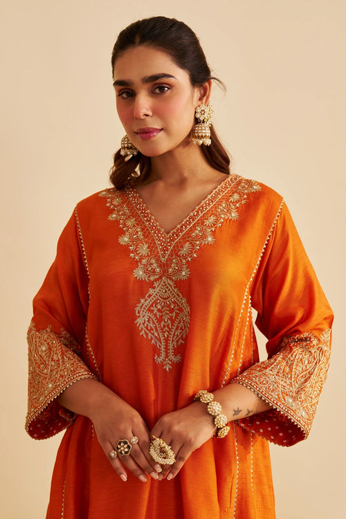 Niyah Orange Short Chauga with Salwar