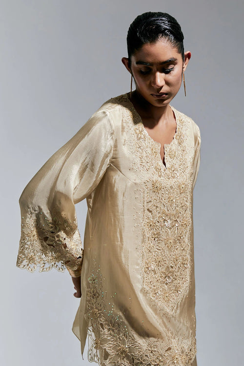Floral Embroidered Silk Shell Salwar Set