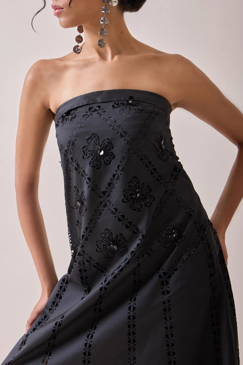 Noir Art-Cut Tube Dress