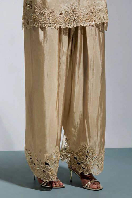 Floral Embroidered Silk Shell Salwar Set