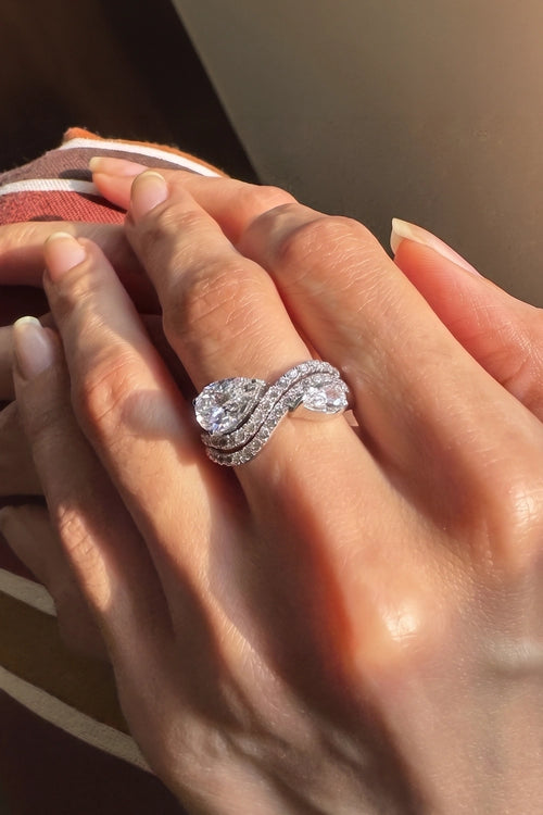 Dual Pear Solitaire Ring