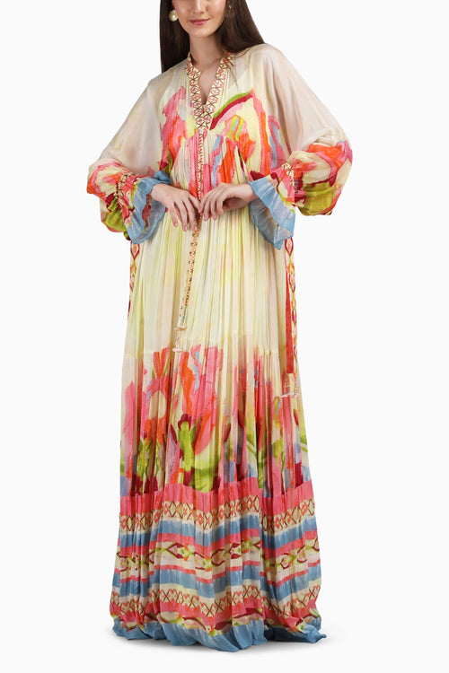 Linear Lime Summer Placement Kaftan