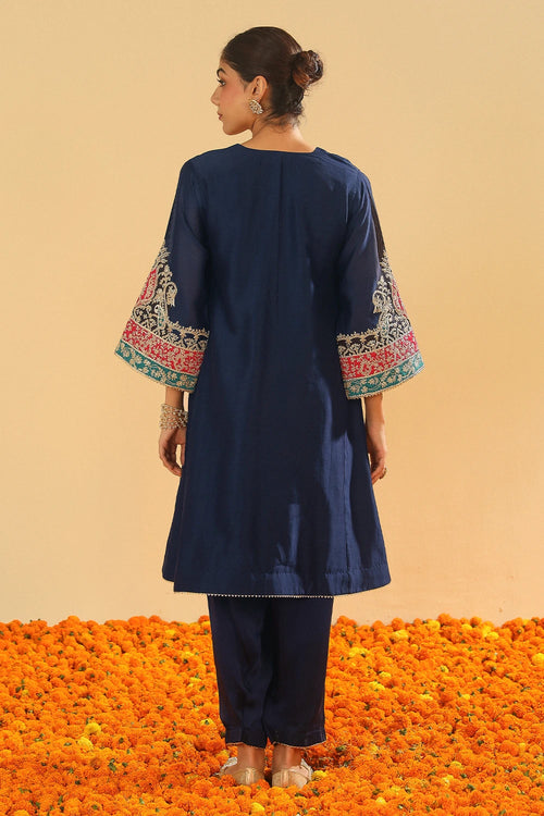 Mehrish Dark Blue Chauga with Salwar