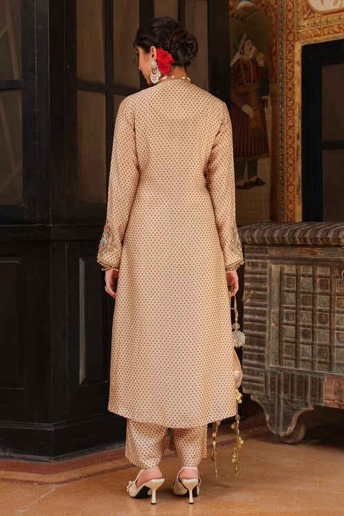 Ahista Ivory Printed Frockstyle Kurta Set With Dupatta