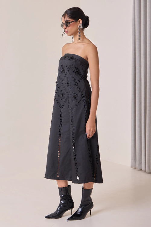 Noir Art-Cut Tube Dress