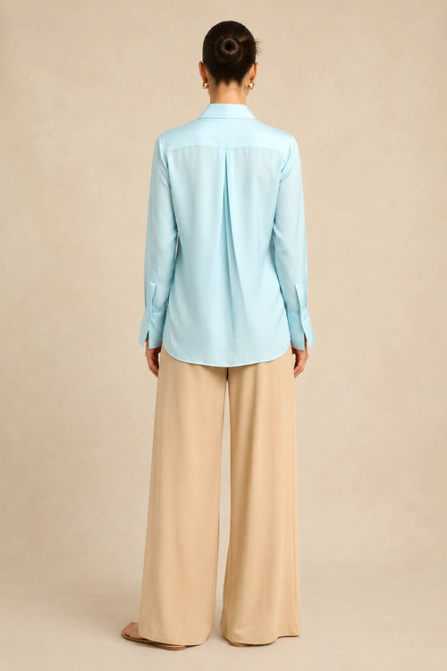 Tropical Breeze Blue Wrap Blouse