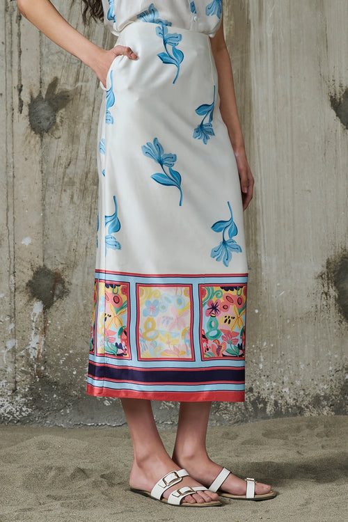 Blooming Edge Straight Midi Skirt