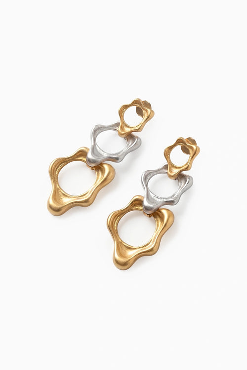 Dual Tone Fluid Trio Earring