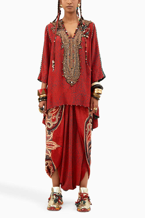 Sindoor Mitra Short Kurta with Darp Trouser Set