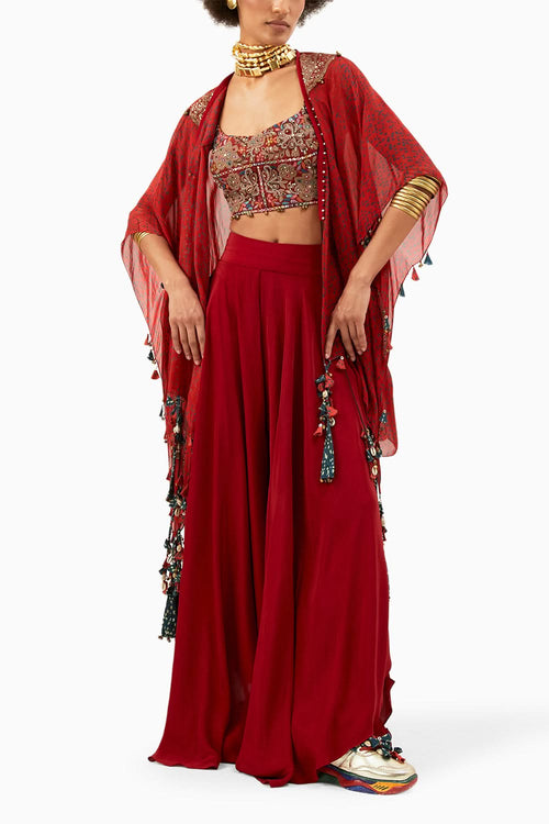 Sindoor Veni Dupatta Jacket Set