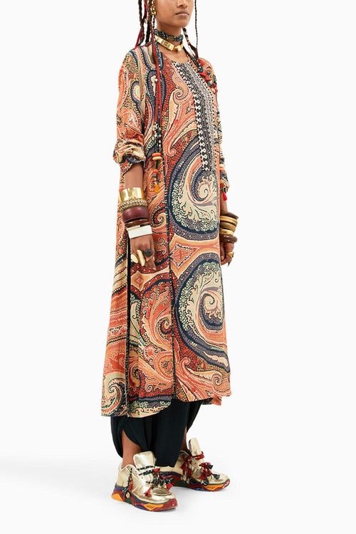 Multi Rudra Kurta with Drap Trouser Set