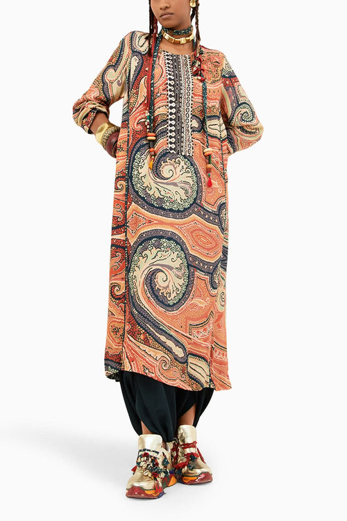 Multi Rudra Kurta with Drap Trouser Set