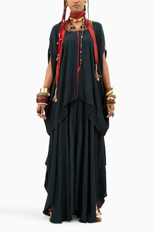 Deep Teal Fizaa Kaftan Tunic Set