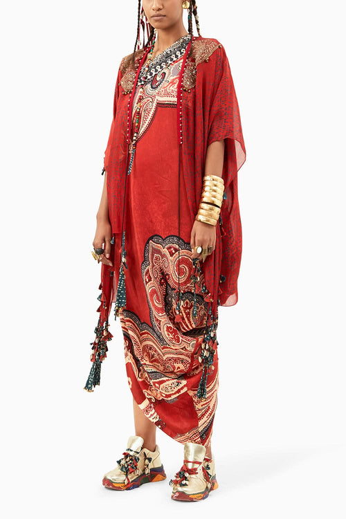 Sindoor Rasa One Shoulder Dress And Jacket